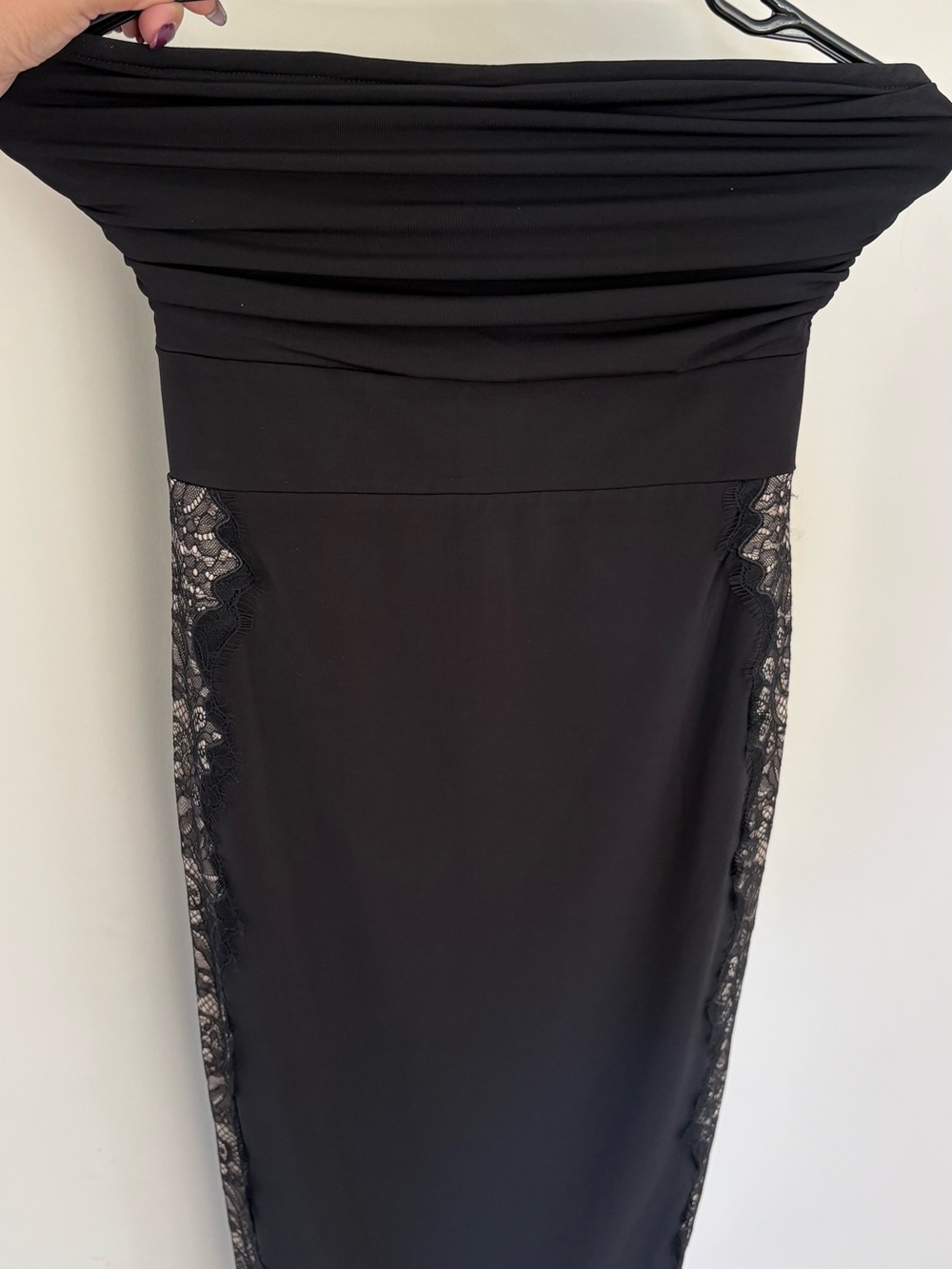 Classic Black Strapless Lace-Trim Dress